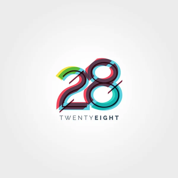 Dígito número contemporâneo 28 logotipo —  Vetores de Stock
