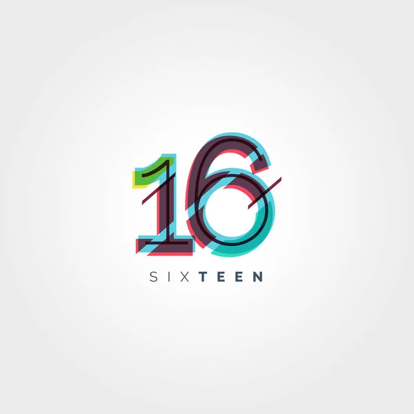 Logo nowoczesny numer 16 cyfra — Wektor stockowy