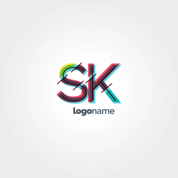 SK connected letters logo — Stock Vector