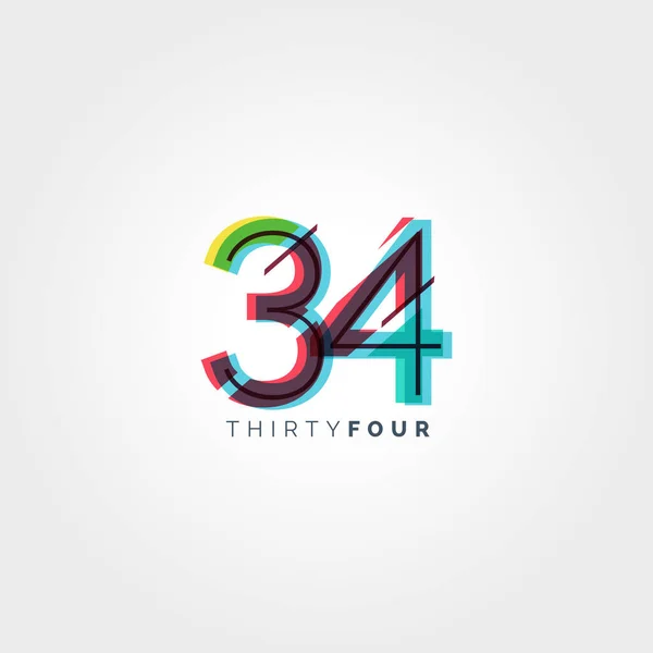 Ψηφίο σύγχρονο αριθμό 34 λογότυπο — Διανυσματικό Αρχείο