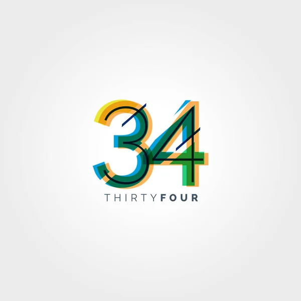 Chiffre numéro contemporain 34 logo — Image vectorielle