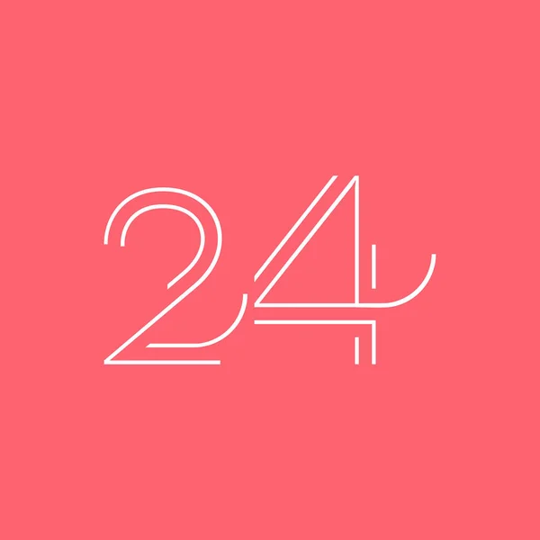 Dígito número contemporâneo 24 logotipo —  Vetores de Stock