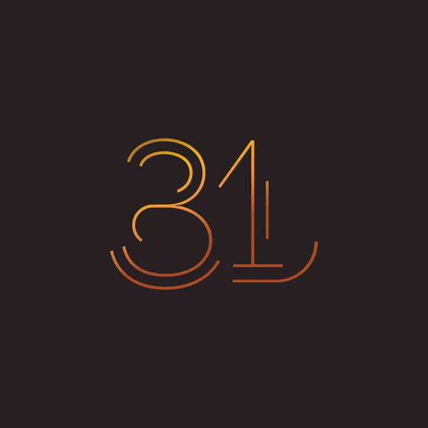 Chiffre numéro contemporain 31 logo — Image vectorielle