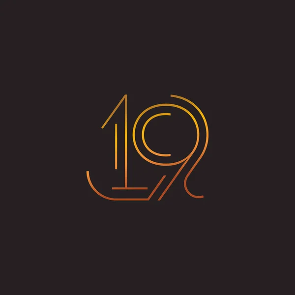 Dígito número contemporâneo 19 logotipo — Vetor de Stock