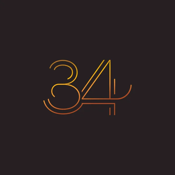 Einstellige Zahl 34 Logo — Stockvektor