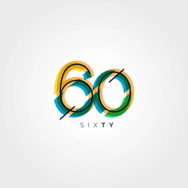 Dígito número contemporâneo 60 logotipo —  Vetores de Stock