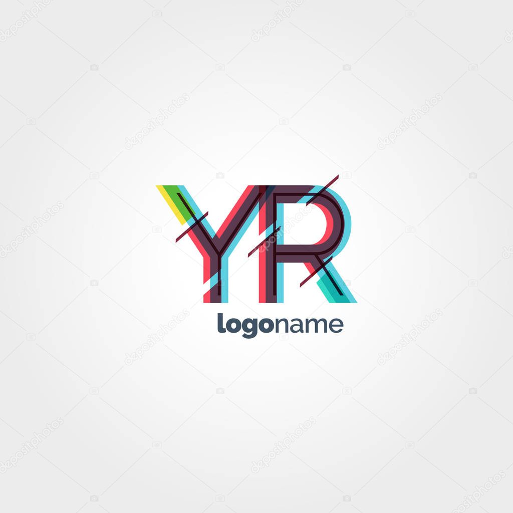 YR multicolored Letters Company Logo template. Vector illustration, corporate identity