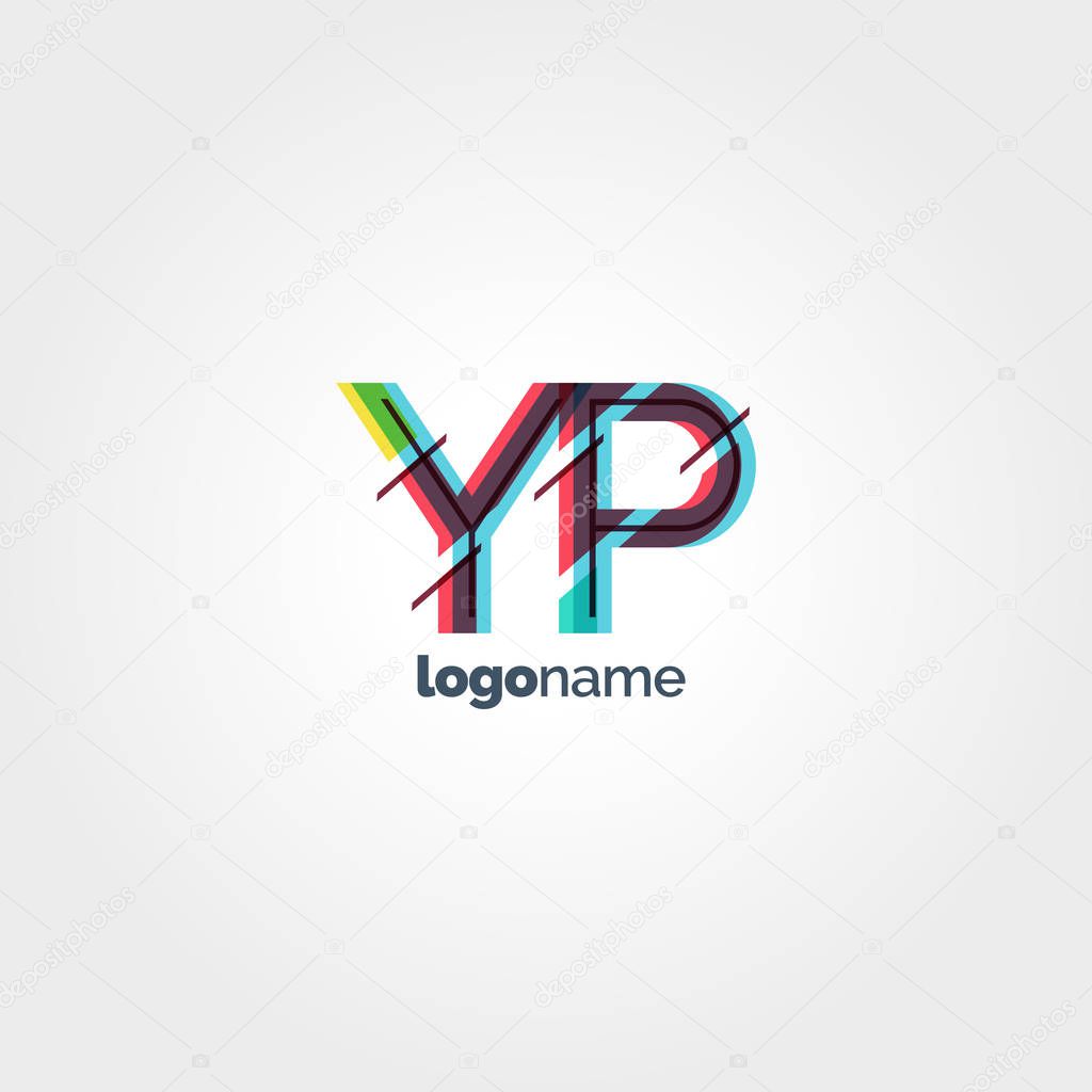 YP multicolored Letters Company Logo template. Vector illustration, corporate identity