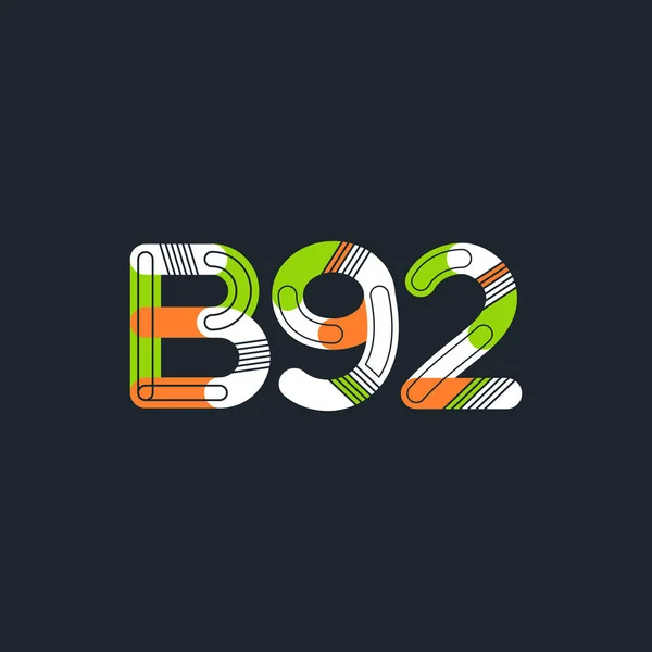 Brev och antal logotyp B92 — Stock vektor