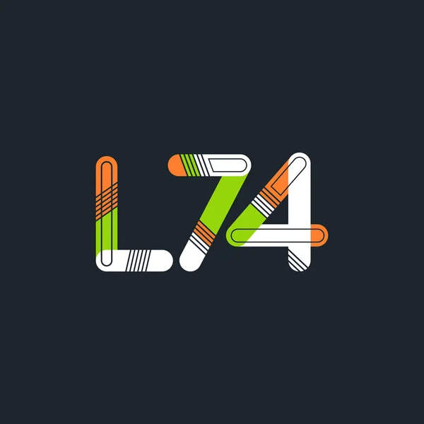 문자와 숫자 로고 L74 — 스톡 벡터