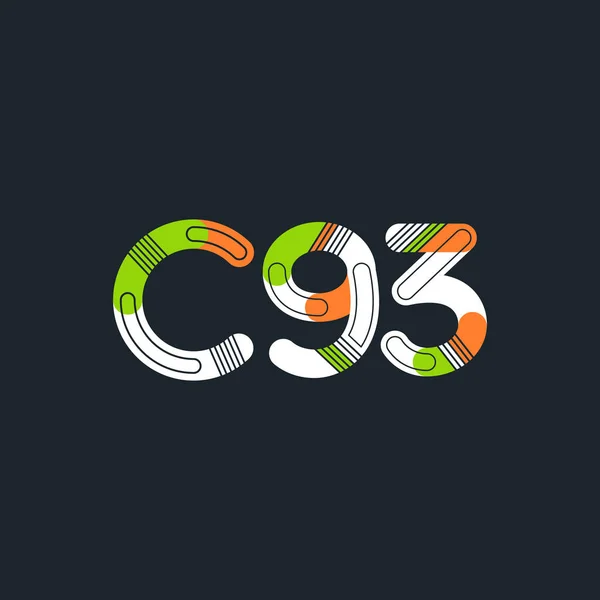 문자와 숫자 로고 C93 — 스톡 벡터
