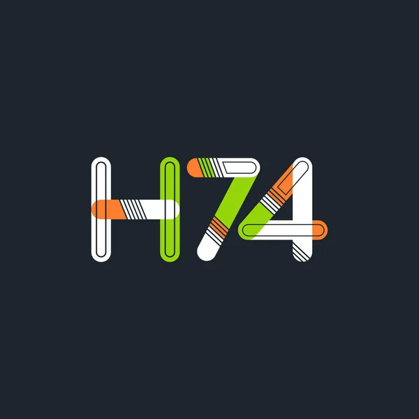 Літера і номерний логотип H74 — стоковий вектор