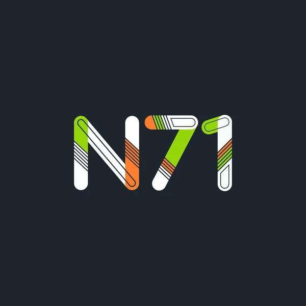 Písmeno a číslice logo N71 — Stockový vektor