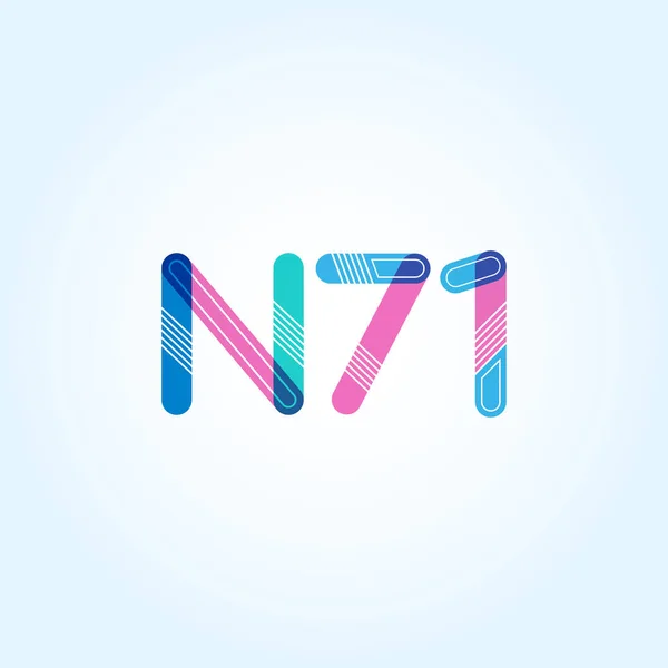 Lettera e logo a cifre N71 — Vettoriale Stock