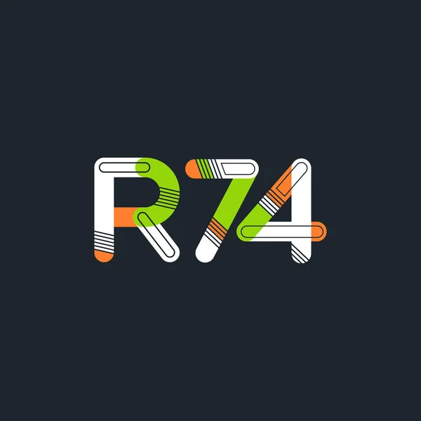 Brev och antal logotyp R74 — Stock vektor
