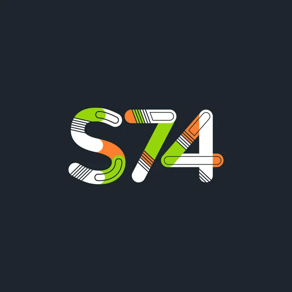 Brev och antal logotyp S74 — Stock vektor