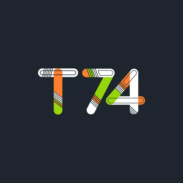 문자와 숫자 로고 T74 — 스톡 벡터