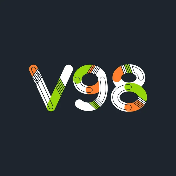 Písmeno a číslo logo V98 — Stockový vektor