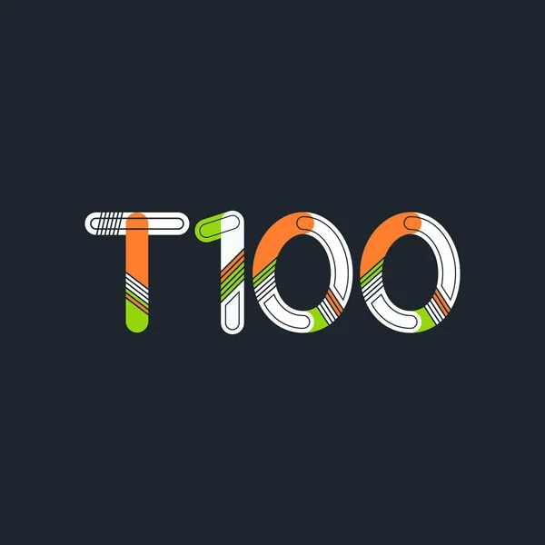 Γράμματος και αριθμού λογότυπο T100 — Διανυσματικό Αρχείο