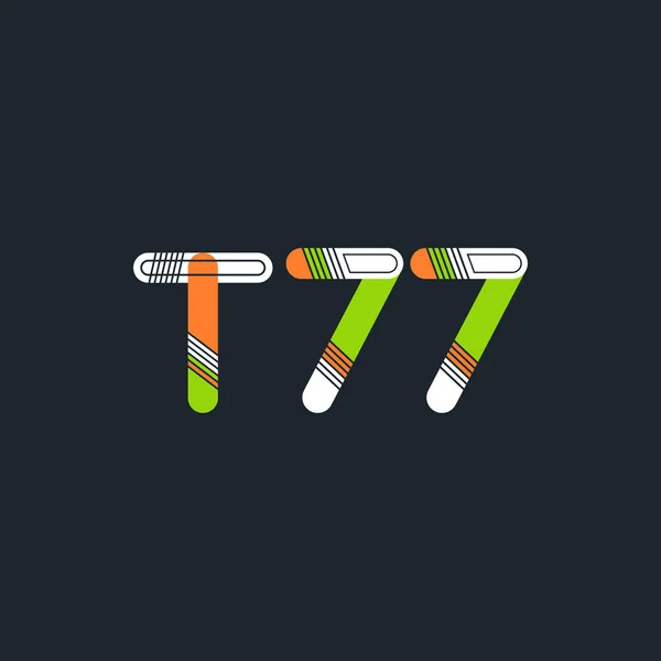 문자와 숫자 로고 T77 — 스톡 벡터