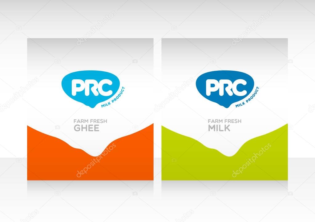 Milk logo and packaging design, vector illustration