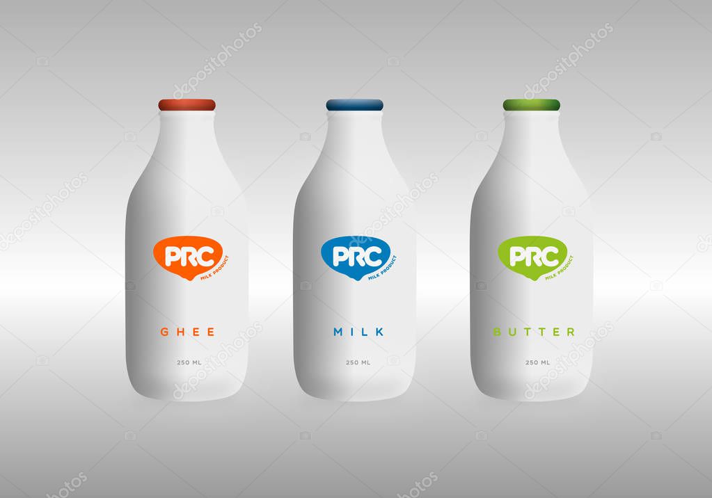 Milk logo and packaging design, vector illustration