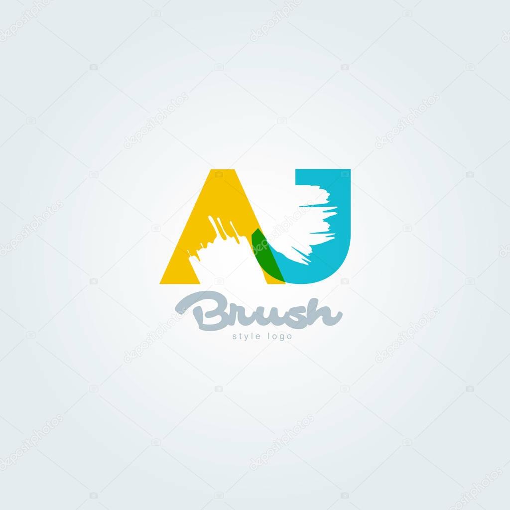 Vector illustration design of joint letters logo Aj, multicolour style letters