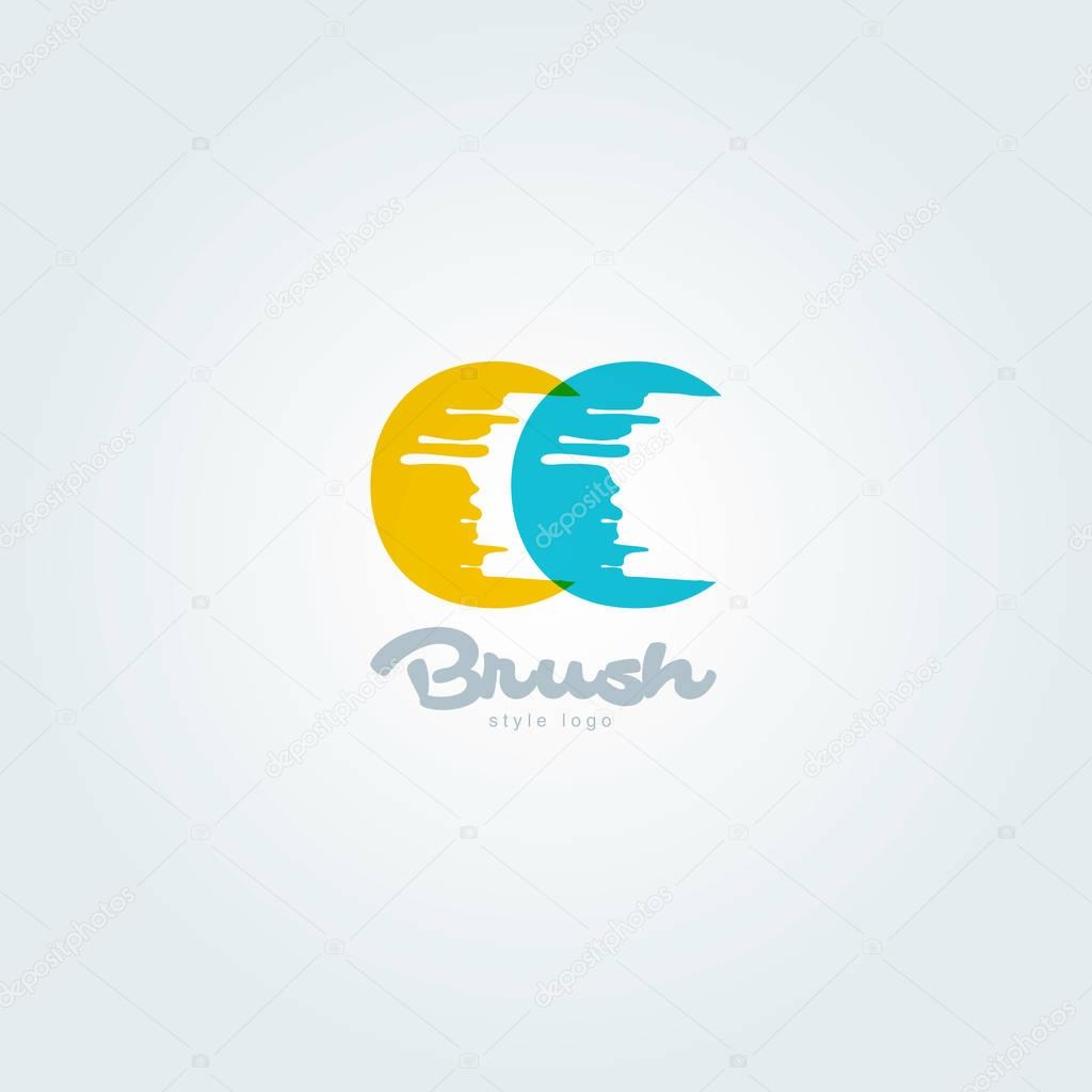 Vector illustration design of joint letters logo Cc, multicolour style letters
