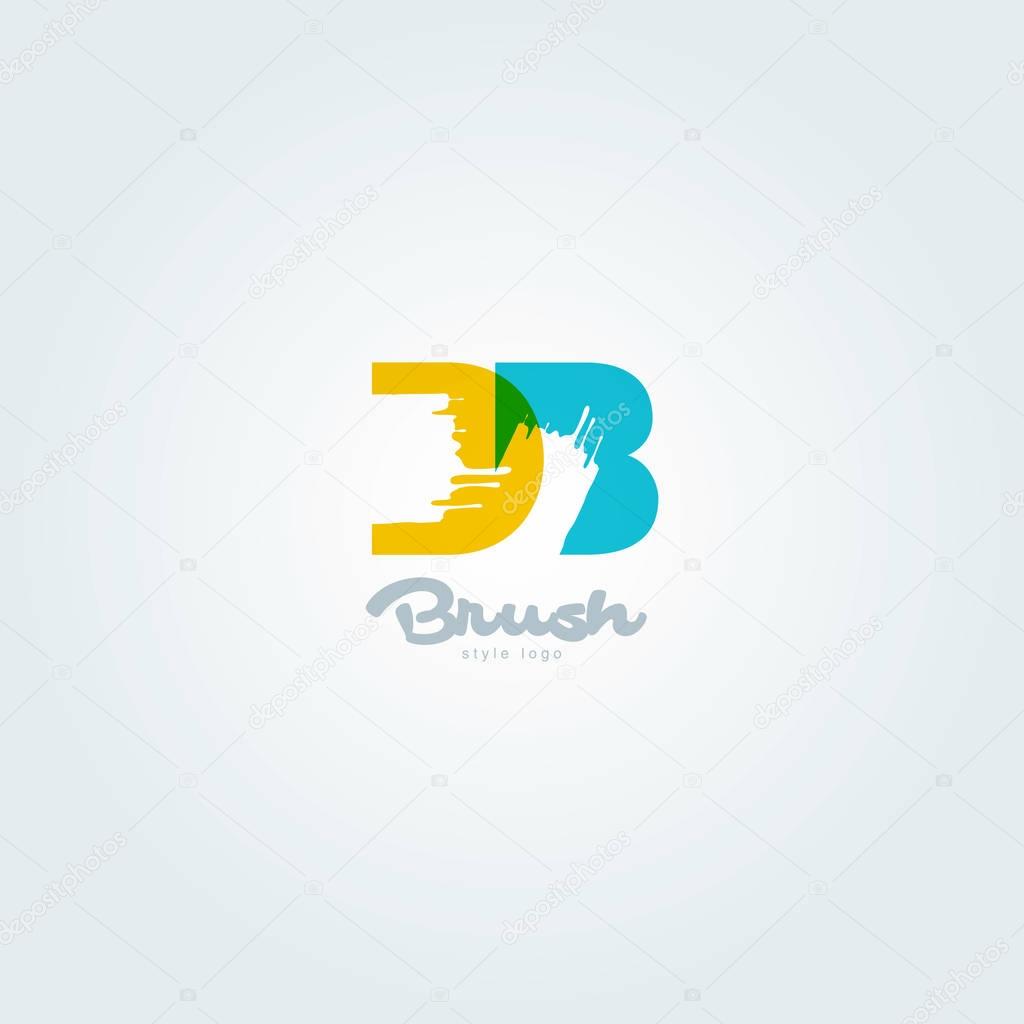 Vector illustration design of joint letters logo Db, multicolour style letters