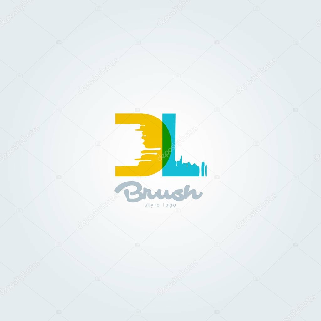 Vector illustration design of joint letters logo Dl, multicolour style letters