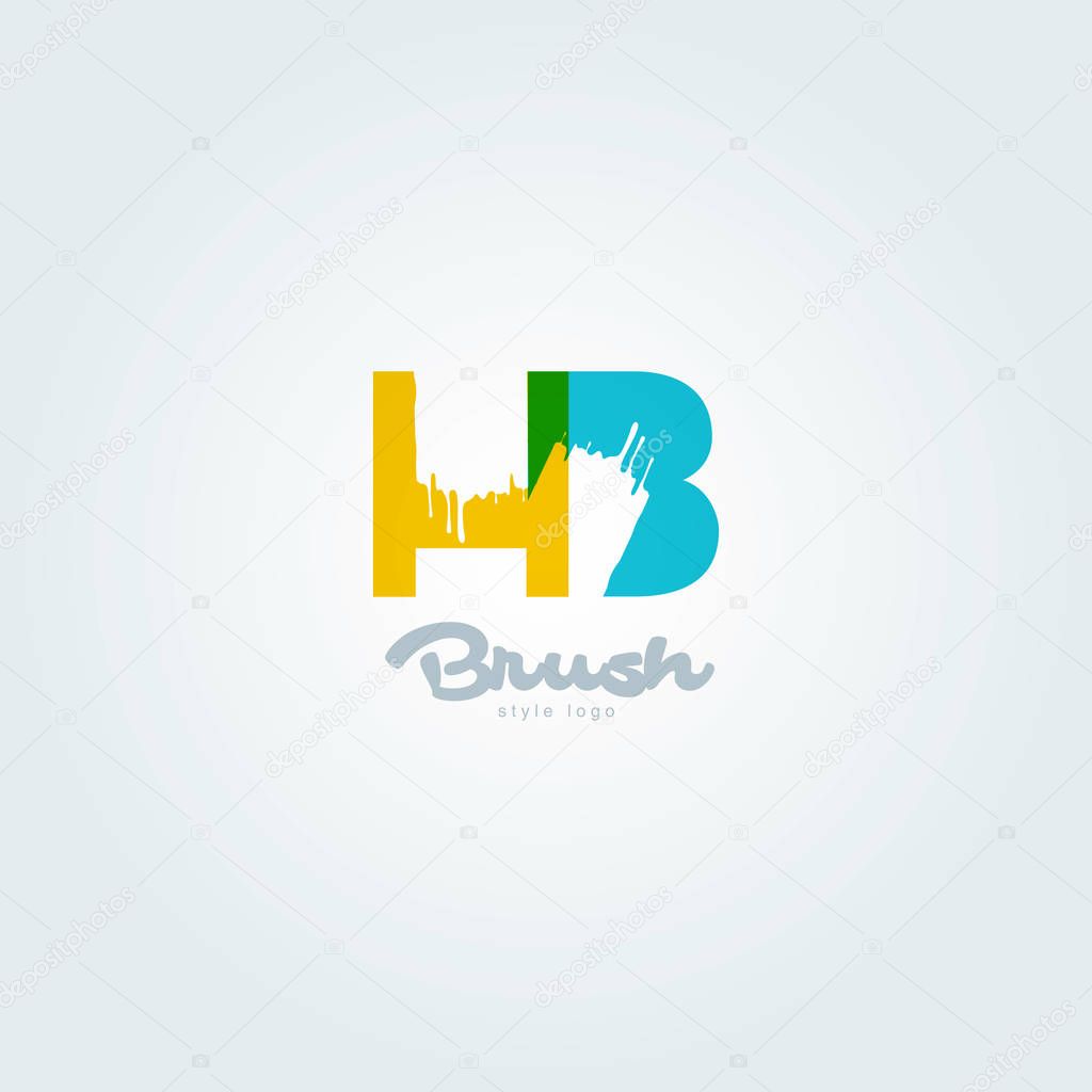 Vector illustration design of joint letters logo Hb, multicolour style letters