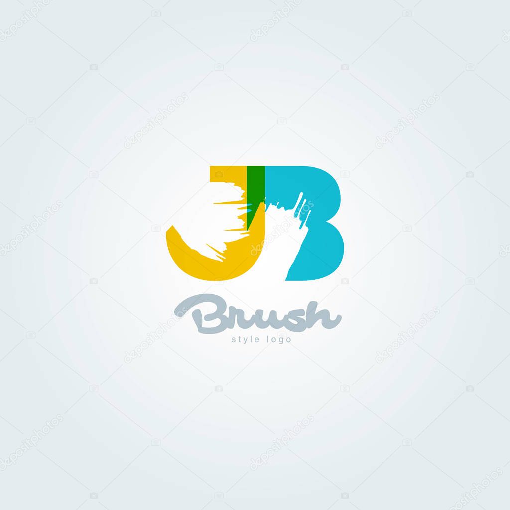 Vector illustration design of joint letters logo Jb, multicolour style letters