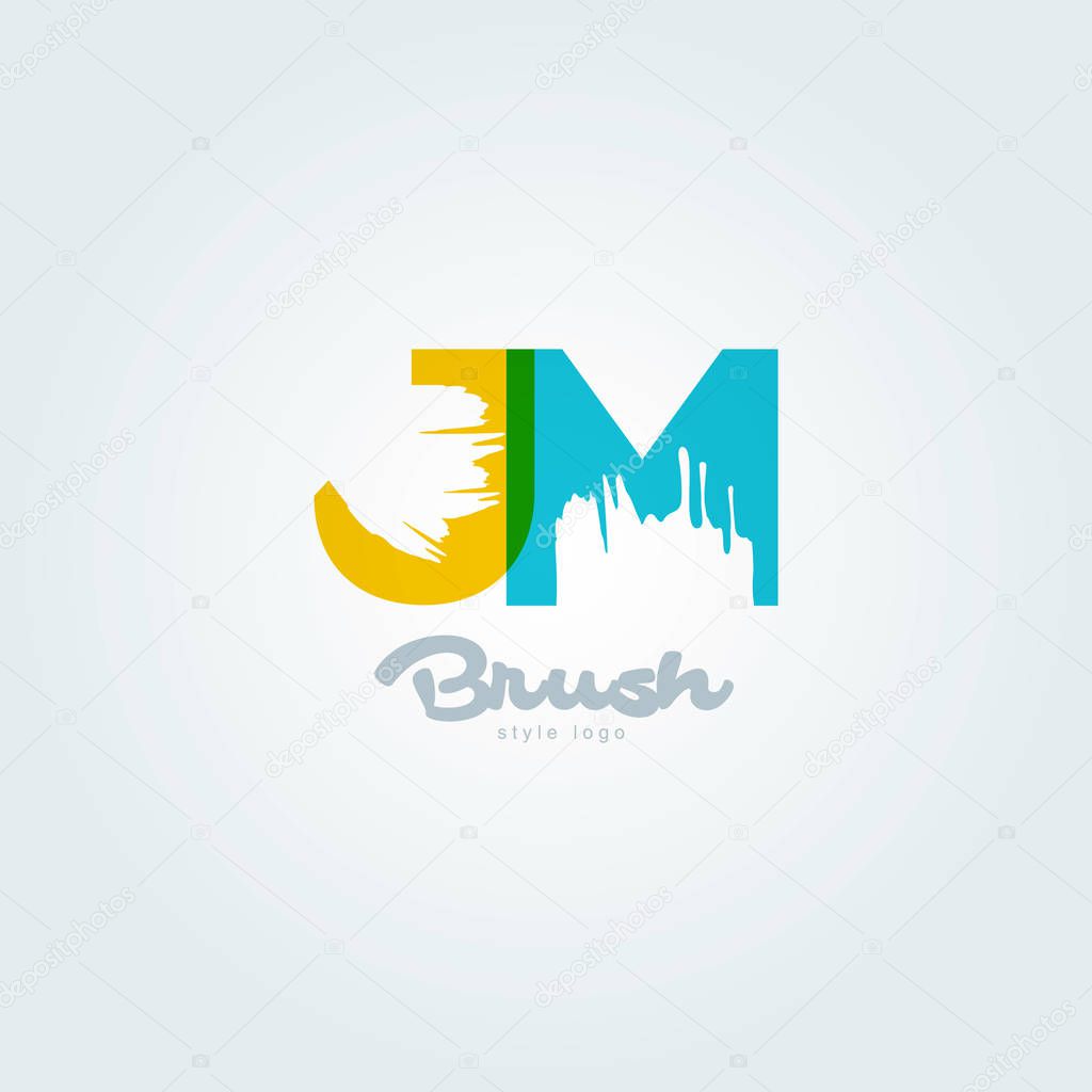 Vector illustration design of joint letters logo Jm, multicolour style letters