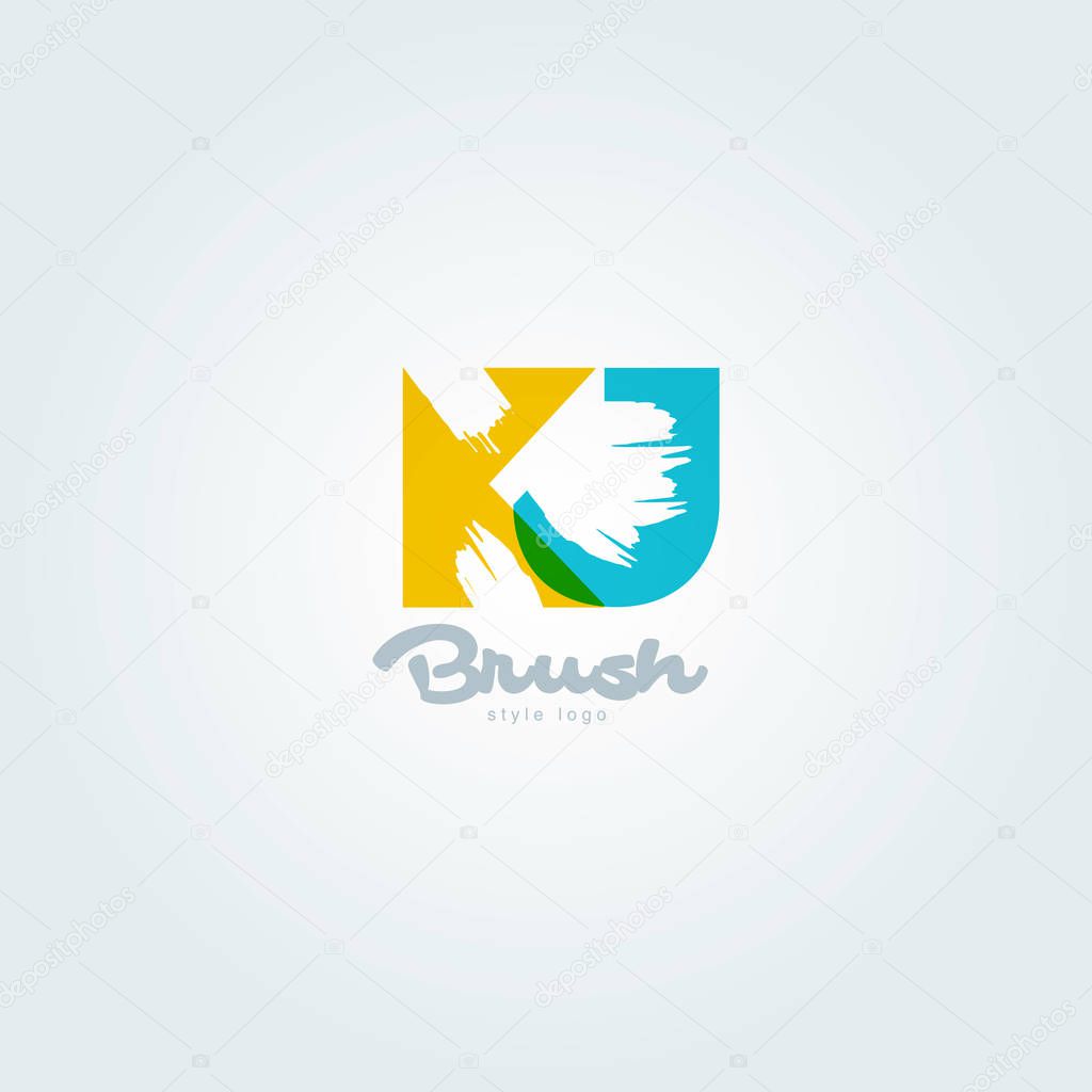 Vector illustration design of joint letters logo Kj, multicolour style letters