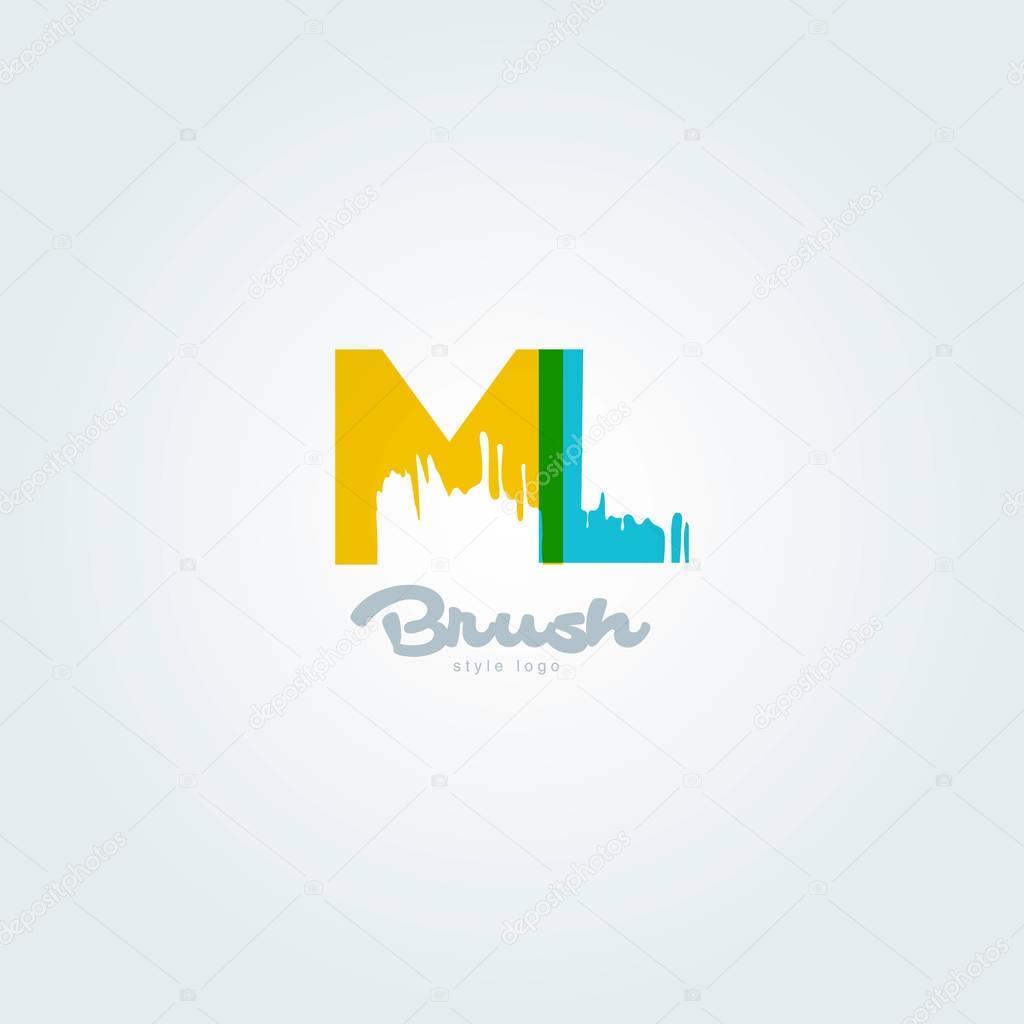 Vector illustration design of joint letters logo Ml, multicolour style letters