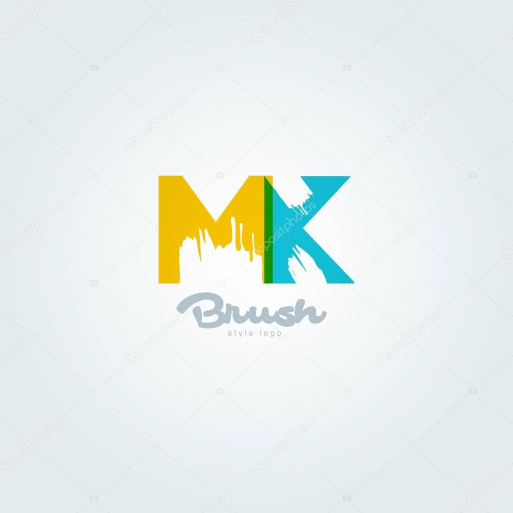 Vector illustration design of joint letters logo Mk, multicolour style letters