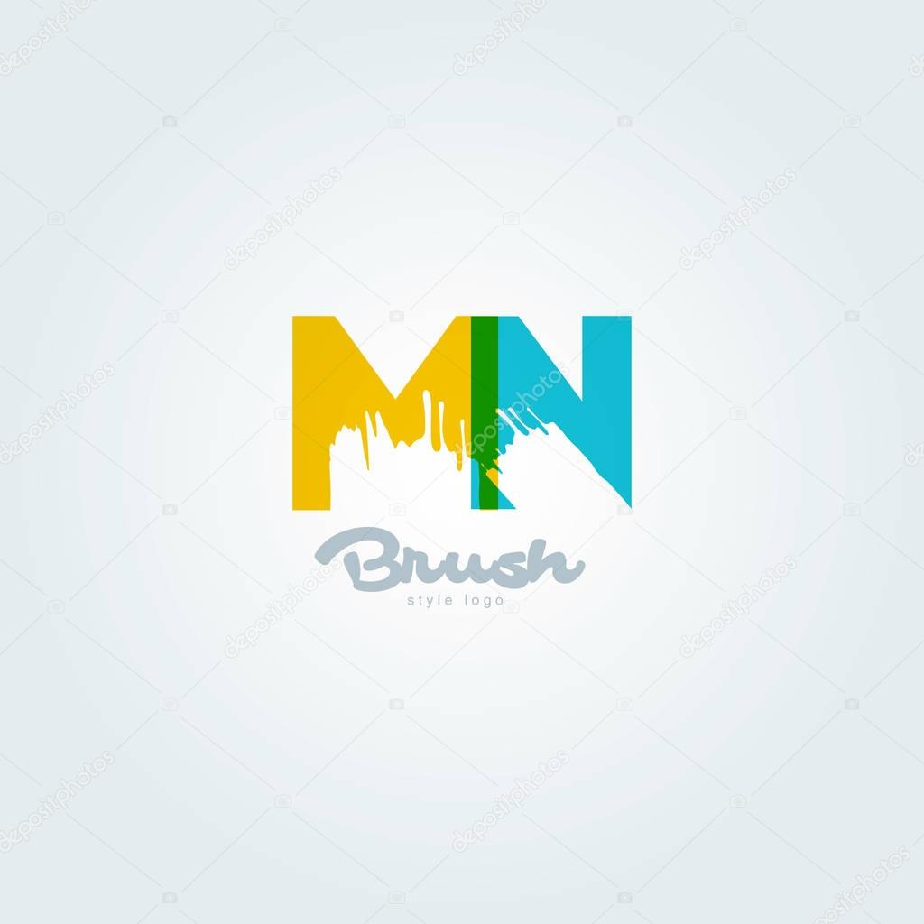 Vector illustration design of joint letters logo Mn, multicolour style letters