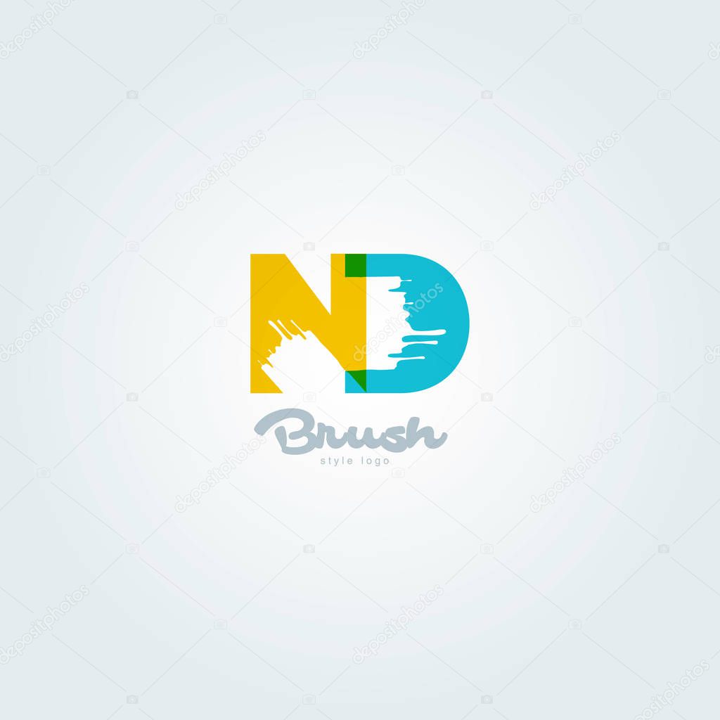 Vector illustration design of joint letters logo Nd, multicolour style letters