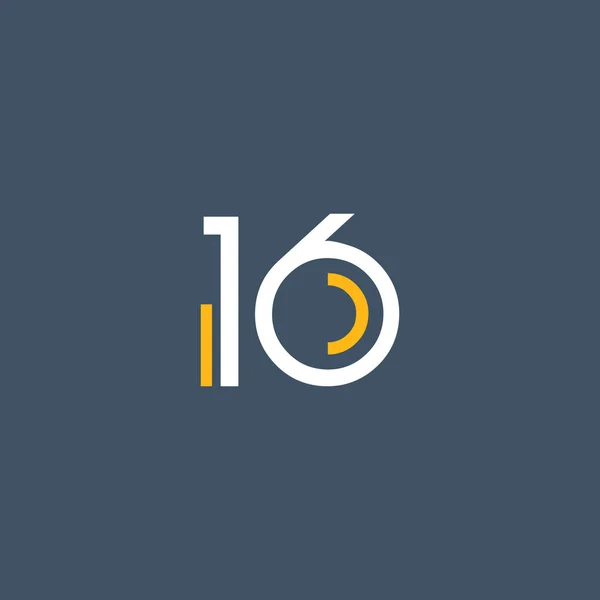 Número redondo 16 logotipo — Vetor de Stock