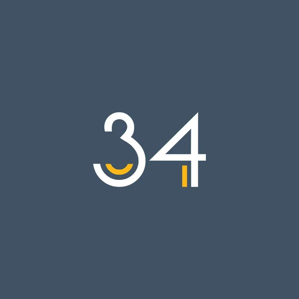 Круглый номер 34 логотип — стоковый вектор