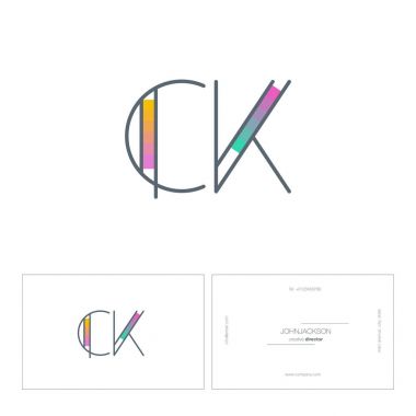line joint letters logo CK clipart