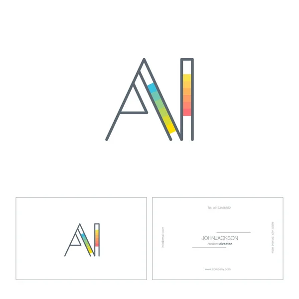 Linii litery wspólnego logo Ai — Wektor stockowy