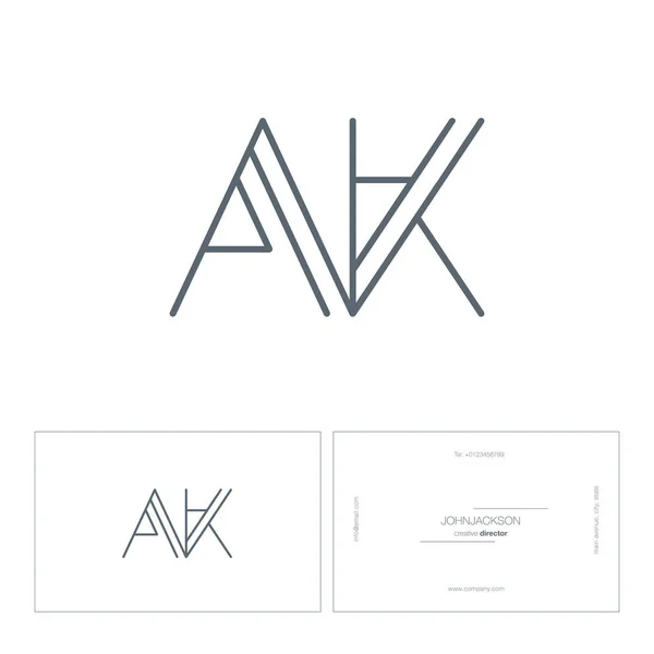 Línea conjunta letras logo AK — Vector de stock