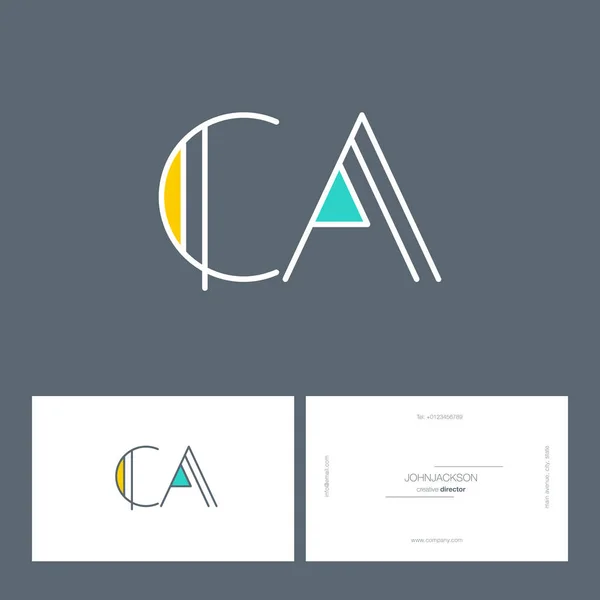 Linha letras comuns logotipo CA — Vetor de Stock