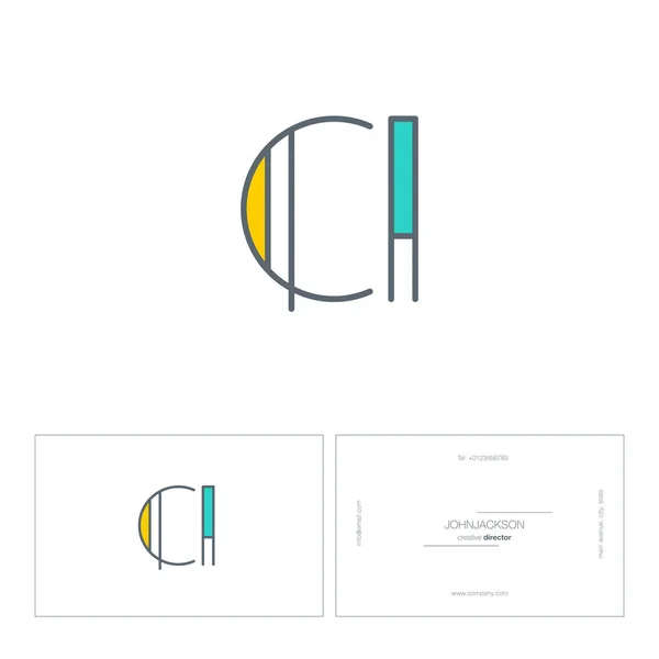 Línea conjunta letras logo CI — Archivo Imágenes Vectoriales