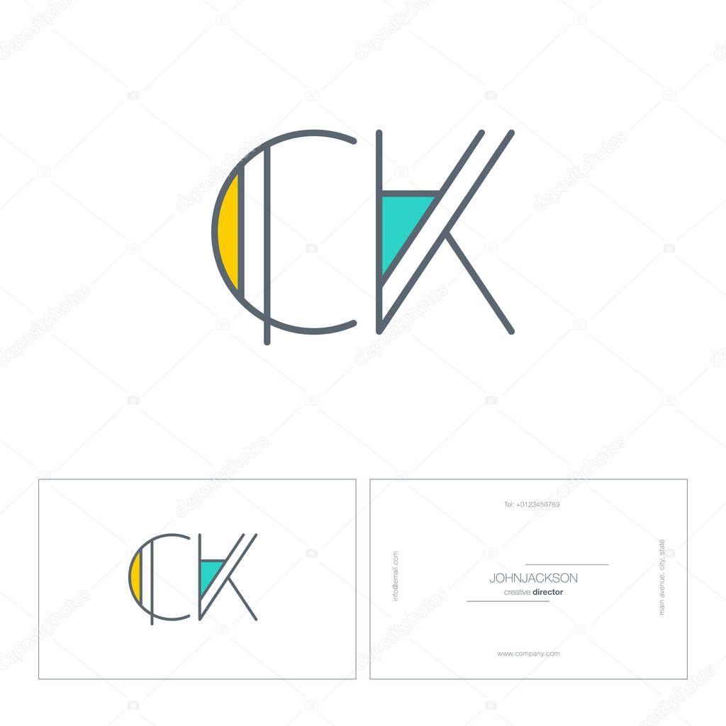 line joint letters logo CK