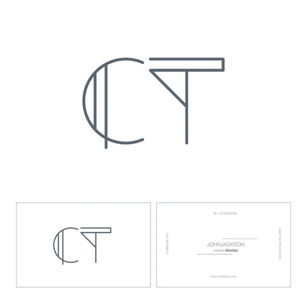 Linha letras logotipo CT — Vetor de Stock