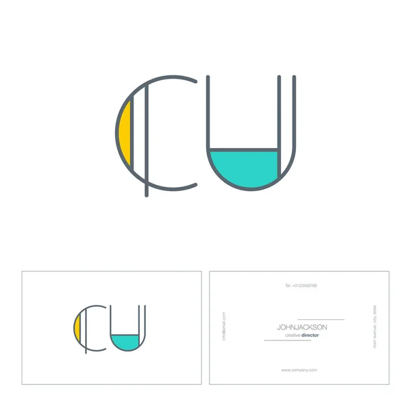 Lignes lettres logo CU — Image vectorielle