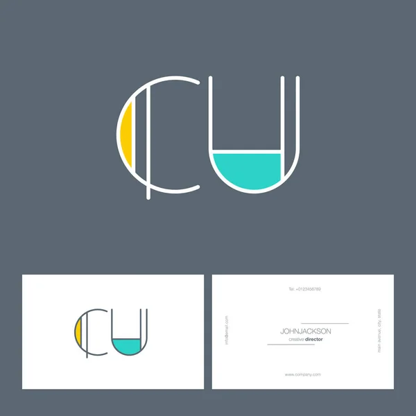 Línea letras logo CU — Vector de stock