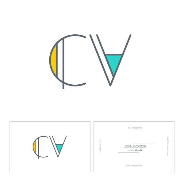 Linia listów logo Cv — Wektor stockowy